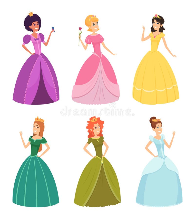 Fairytale Princess. Fashioned Fantasy Girls in Beautiful Dresses Cartoon  Princesses and Queens Childrens Vector Stock Vector - Illustration of  fashioned, fairy: 172876845