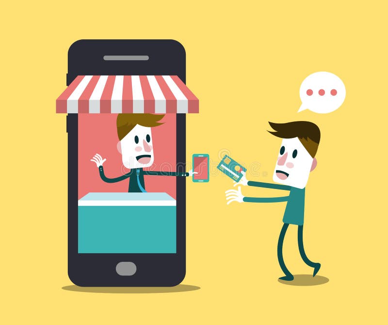 Faisant des emplettes magasin en ligne et en ligne au téléphone intelligent Affaires et concept numérique de vente illustration libre de droits Faisant des emplettes magasin en ligne et en ligne au téléphone intelligent Affaires et concept numérique de vente illustration libre de droits