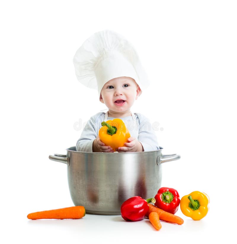 Concept Bébé Drôle Avec Fourchette Et Couteau Manger En Regardant La Plaque  Avec Un Pois