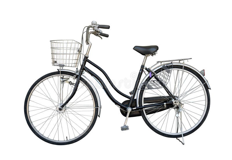 Faites du vélo la vieille domestique noire pour occasion du Japon, isolat sur le blanc photographie stock Faites du vélo la vieille domestique noire pour occasion du Japon, isolat sur le blanc photographie stock
