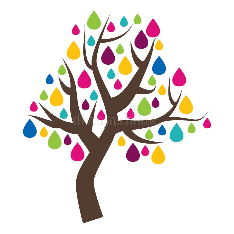 Faites la fête l'icône d'arbre, les feuilles colorées et les fleurs, d'isolement sur le fond blanc illustration de vecteur Faites la fête l'icône d'arbre, les feuilles colorées et les fleurs, d'isolement sur le fond blanc illustration de vecteur