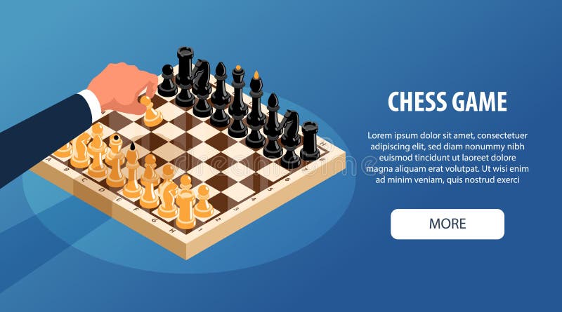 Jogando infográficos isométricos de xadrez com gráficos coloridos tabuleiro  de xadrez aulas online jogadores iniciantes crianças e adultos ilustração  em vetor 3d