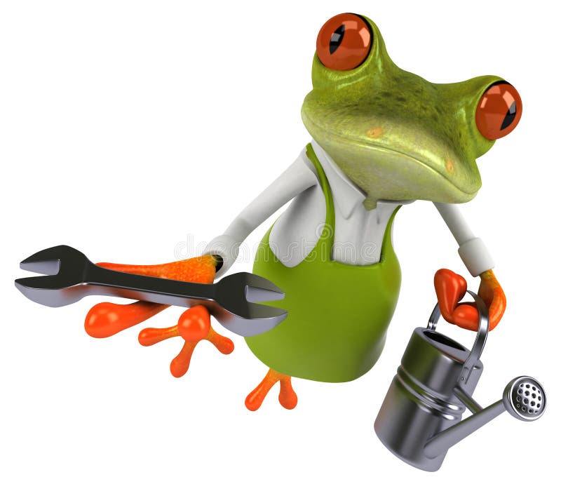 Fajny ogrodnik żabi - Ilustracja 3D ilustracji