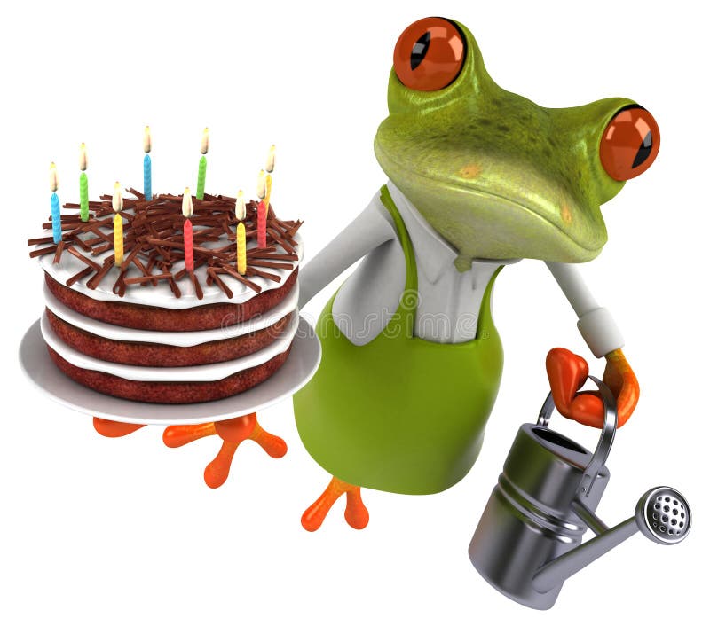 Fajny ogrodnik żabi - Ilustracja 3D ilustracji