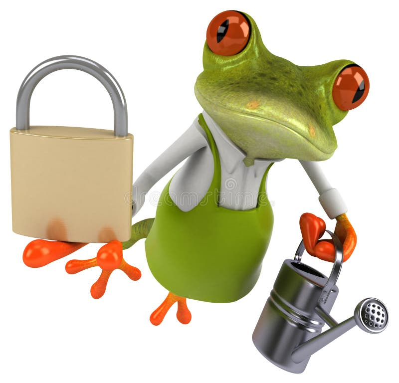Fajny ogrodnik żabi - Ilustracja 3D ilustracji
