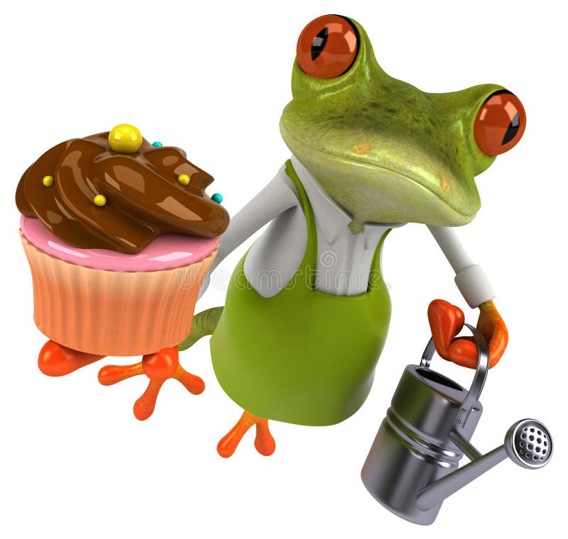 Fajny ogrodnik żabi — ilustracja 3D ilustracji