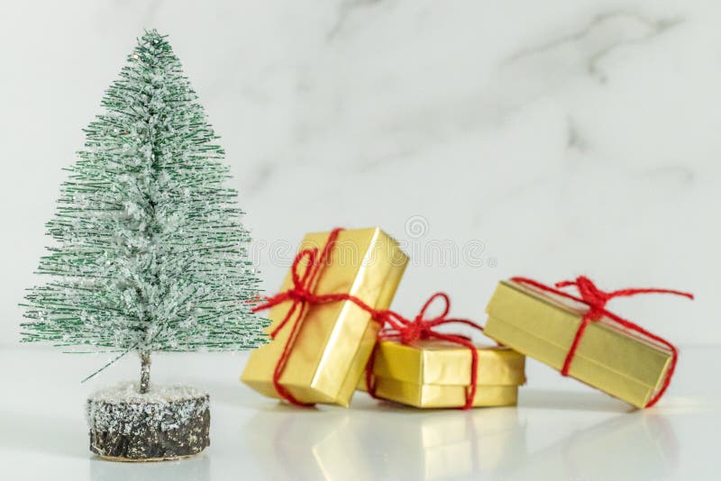 Fake Christmas Tree and Gift Boxes Stock Photo Image of bows, holiday
