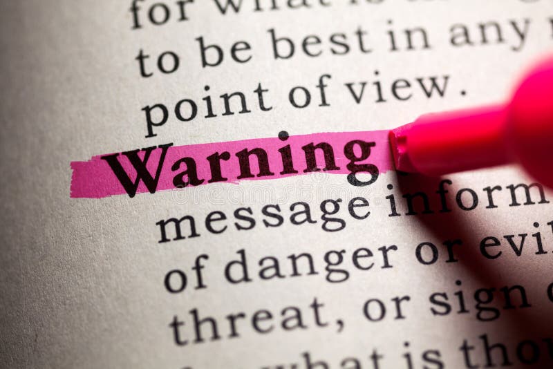 WARNING DEFINITION MEANING visual data 5