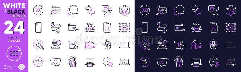 Fake Internet Scroll down und 360 Grad Line Icons für den Druck von Websites. für den Entwurf. Vektor vektor abbildung