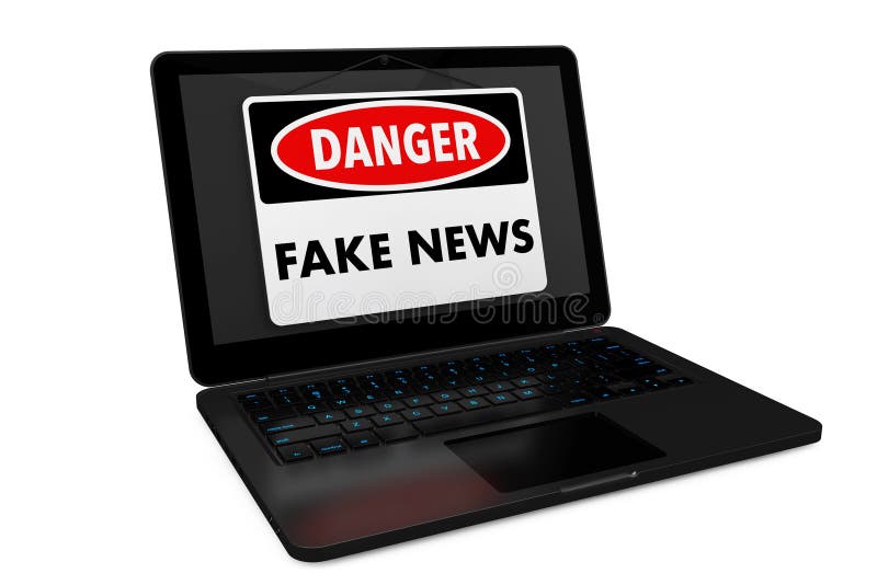Fake News Danger Sign Over Laptop Screen. 3d Rendering Stock ...