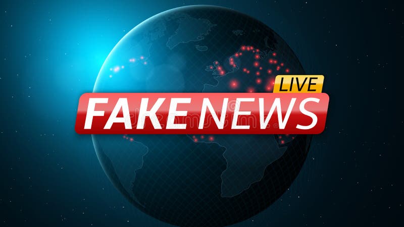 Fake News Live and Abstract Planet Earth. Red Glossy Banner with Text ...