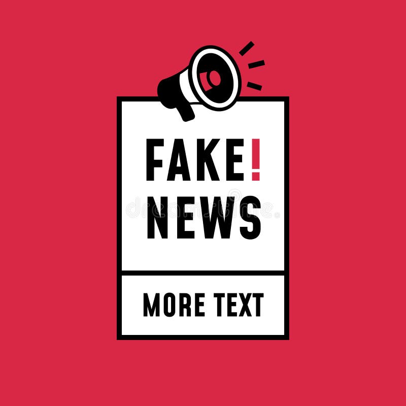 Fake news simple retro style sticker design. loudspeaker megaphone icon with text label for poster template