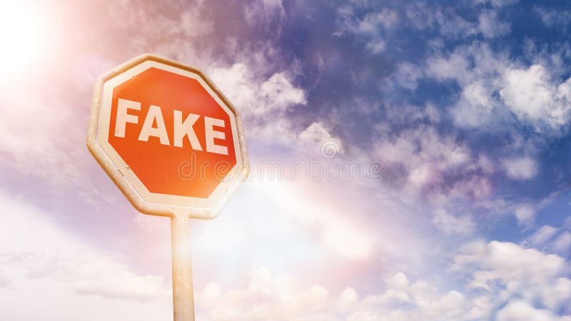 Fake on red traffic road stop sign