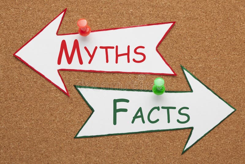 Facts and Myths words on paper arrow pinned on cork board. Change Your Mind. Business Concept. Facts and Myths words on paper arrow pinned on cork board. Change Your Mind. Business Concept