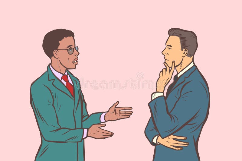 Fala de dois homens de negócios Multi grupo étnico ilustração stock Fala de dois homens de negócios Multi grupo étnico ilustração stock