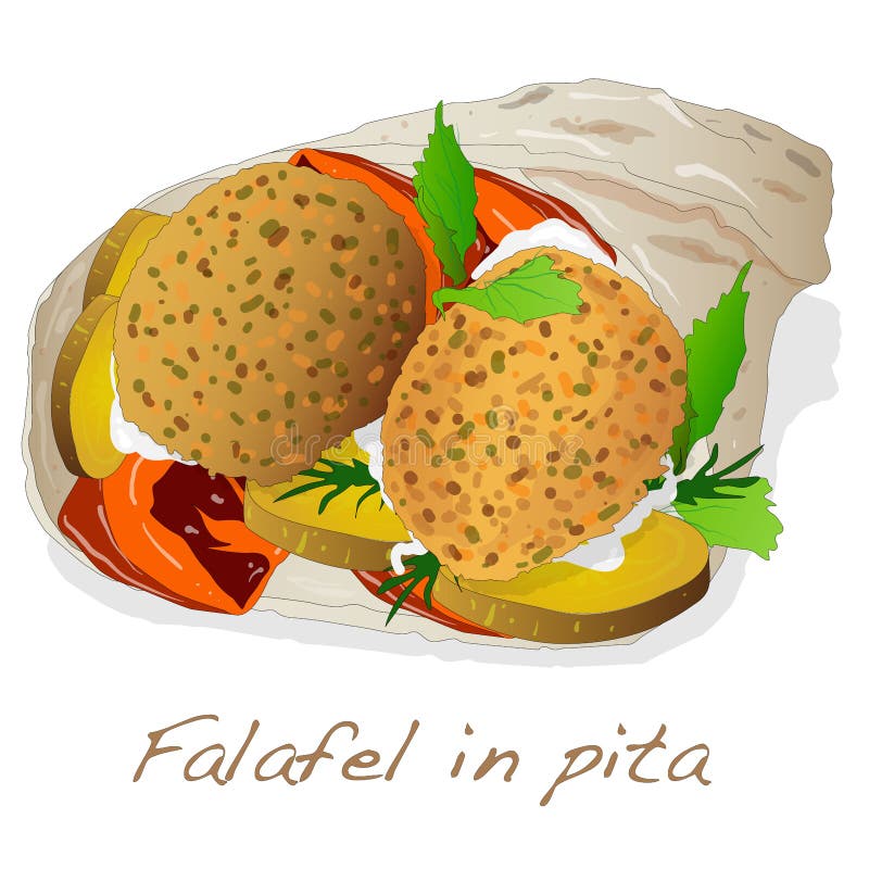 Falafel w pita wektorze ilustracji Falafel w pita wektorze ilustracji