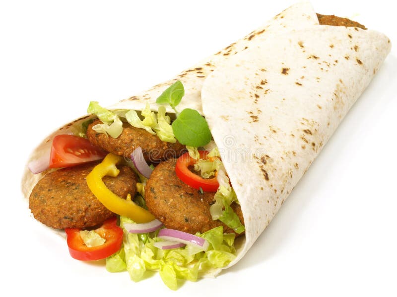 Falafel Wrap Fast Food on White Background Stock Photo Image of eastern, arabic 183552320