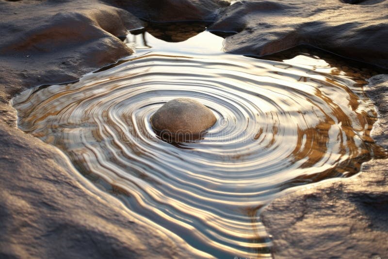 ripples expanding from a stone dropped into puddle, created with generative ai AI generated. ripples expanding from a stone dropped into puddle, created with generative ai AI generated