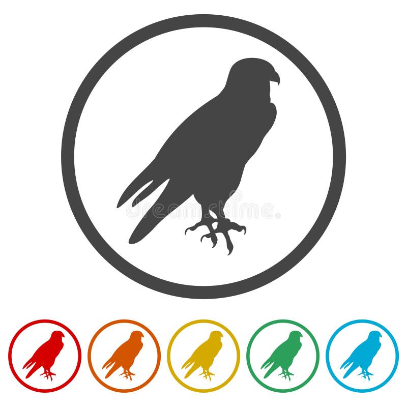 Falke-Logoschattenbild Farbsatz Entwurfs-Ringikone lizenzfreie abbildung