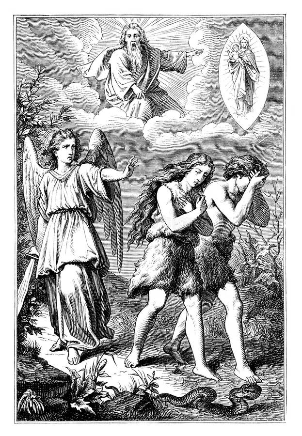 Expulsion from Garden of Eden. Adam and Eve Leaving. Bible, Old ...