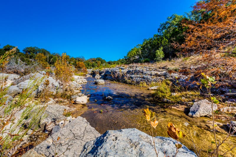 Fall Foliage on a Crystal Clear Creek in the Hill Country of TX