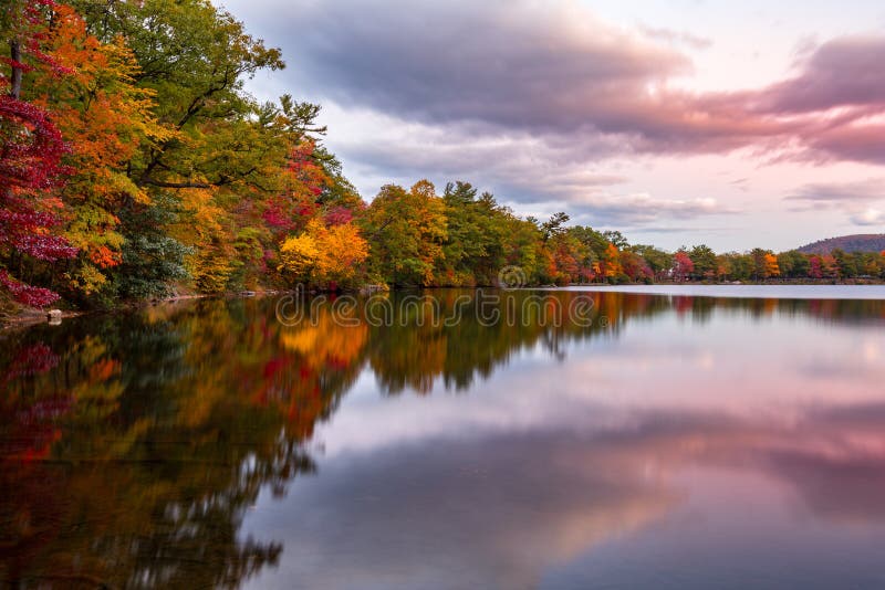 Fall foliage reflects in Hessian Lake