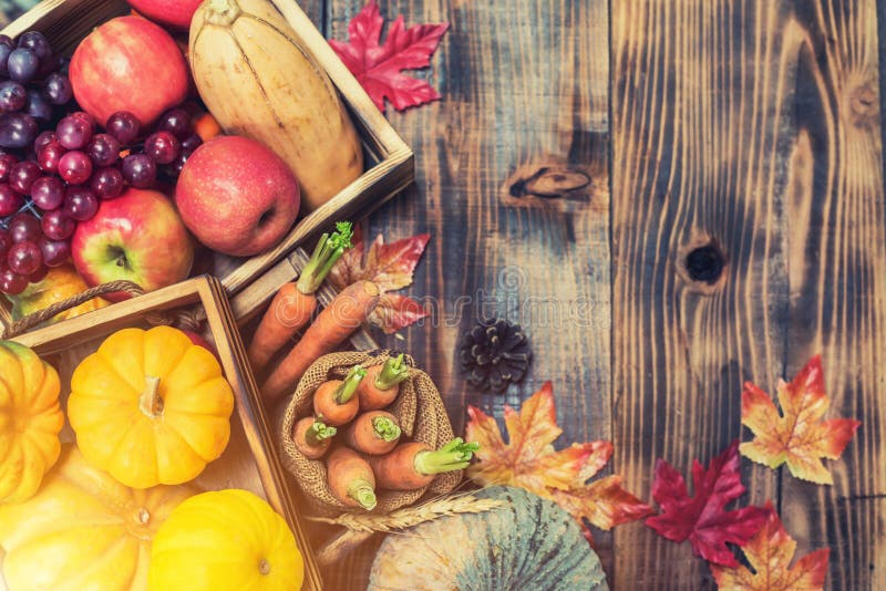 Fall Harvest Cornucopia. Autumn Season with Fruit and Vegetable Stock ...
