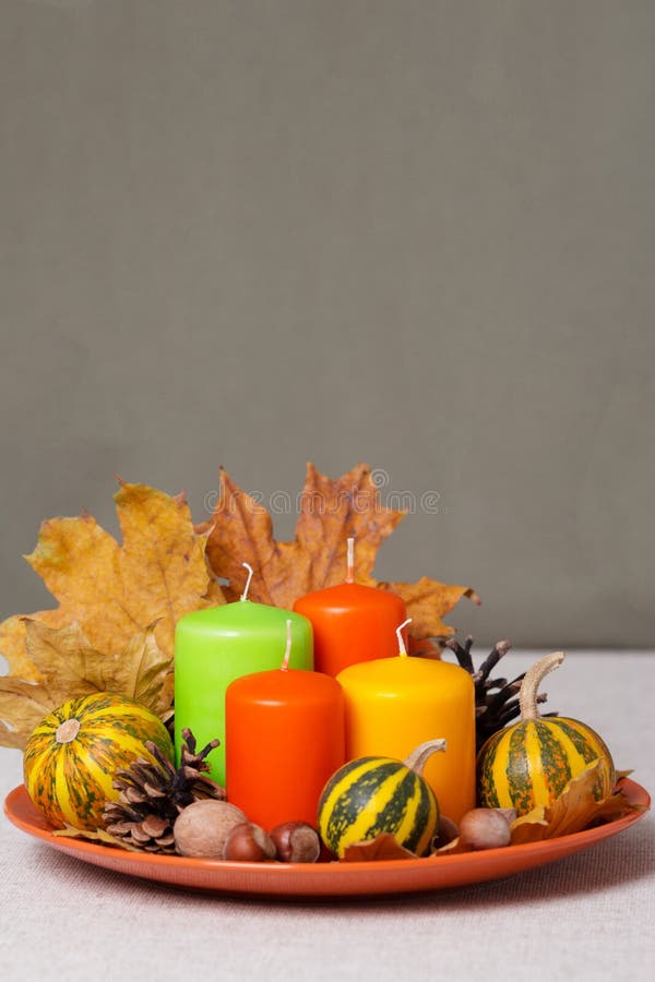 Fall holidays - Halloween and Thanksgiving. Still life - candles