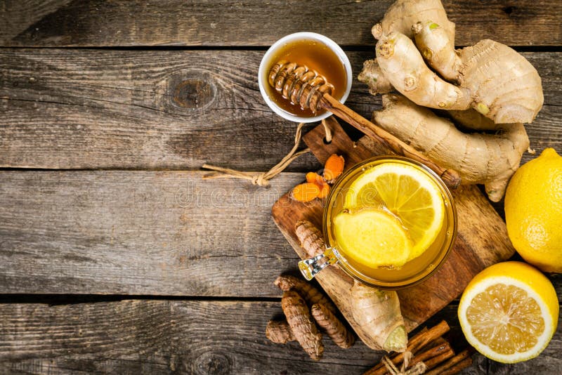 Fall Immune System Booster Ginger and Turmeric Tea and Ingredients