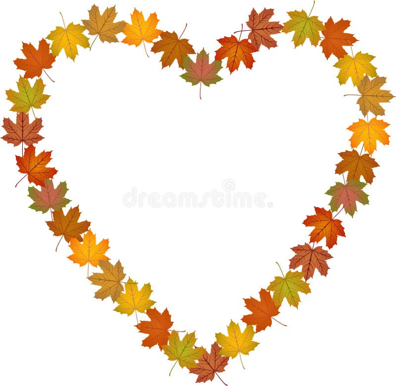 Fall leaves shaped heart frame