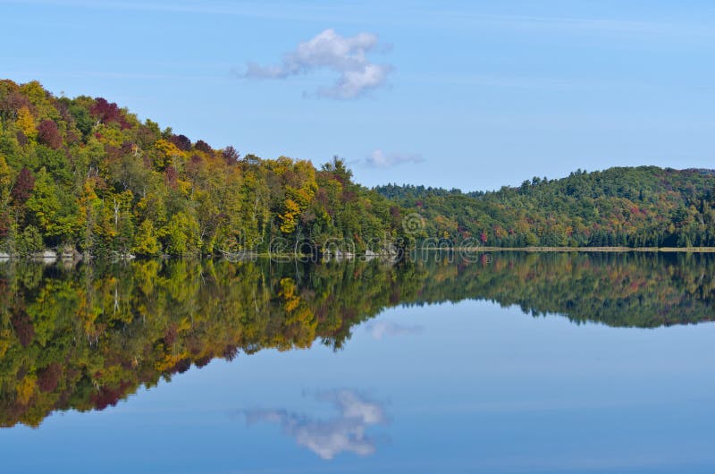 Fall Mountain Colours Reflected In Lake Stock Photo - Image of foliage