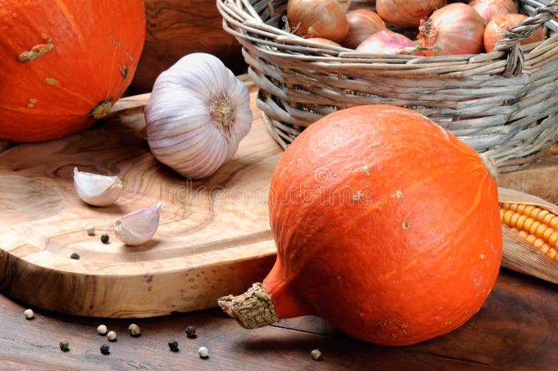 Fall still-life with pumpkins