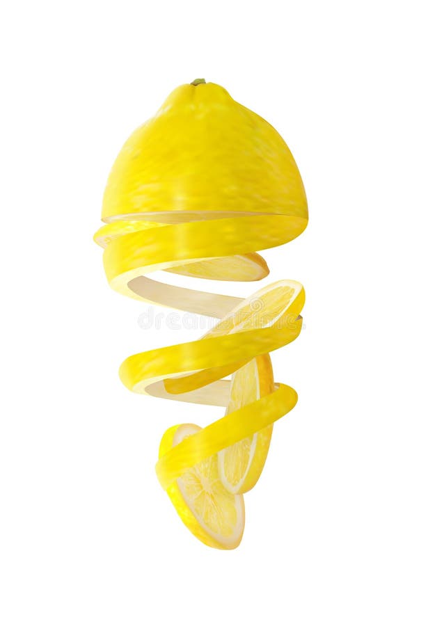 Fallande omvänd citron med citronskal och ringar royaltyfri illustrationer