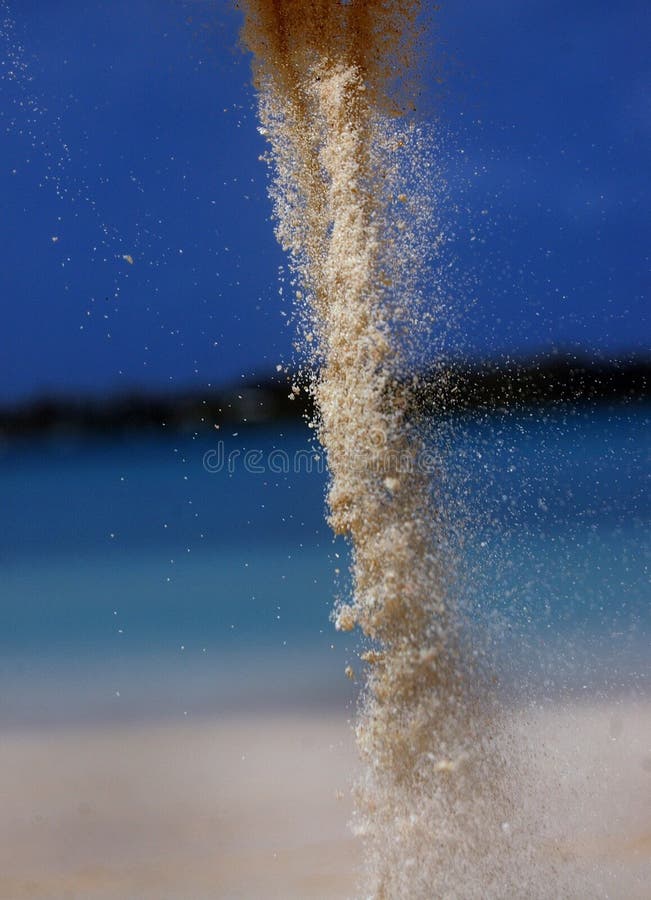 A close up view of a stream of sand falling on a beach in Bermuda. A close up view of a stream of sand falling on a beach in Bermuda.