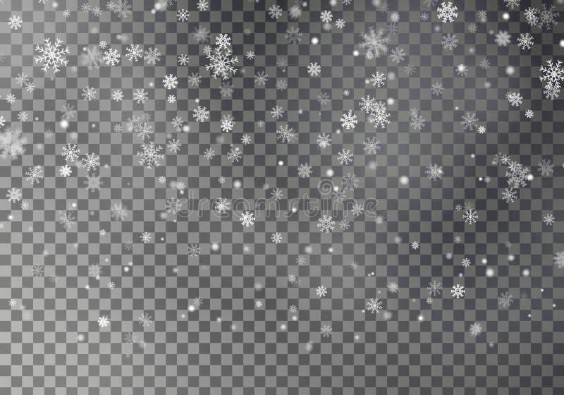 Fallande snövektor för jul som isoleras på mörk bakgrund Genomskinlig garneringeffekt för snöflinga royaltyfri illustrationer Fallande snövektor för jul som isoleras på mörk bakgrund Genomskinlig garneringeffekt för snöflinga royaltyfri illustrationer