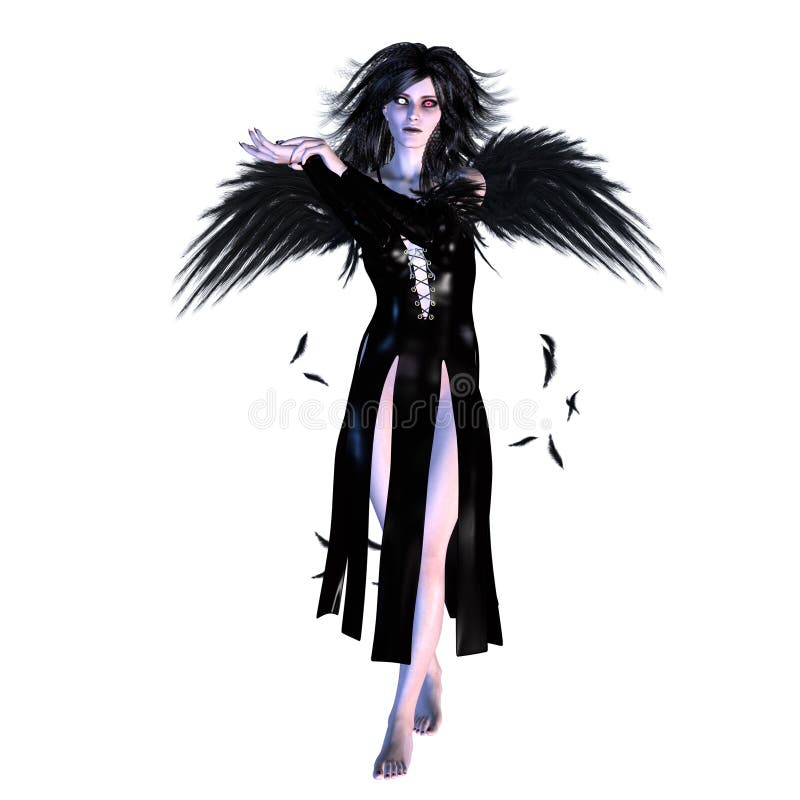 Rendering of a Handsome Male Dark Angel with Black Wings Stock Illustration  - Illustration of mysterious, black: 145435286