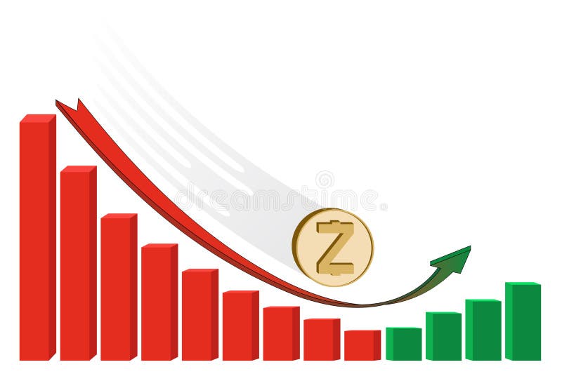 fallen zcash coin starts to grow with diagram royalty free illustration fallen zcash coin starts to grow with diagram royalty free illustration