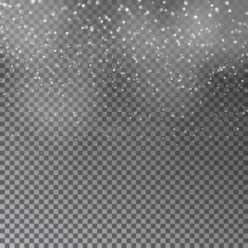 Fallender Weihnachtsglänzender transparenter schöner Schnee lokalisiert auf transparentem Hintergrund Schneeflocken stock abbildung Fallender Weihnachtsglänzender transparenter schöner Schnee lokalisiert auf transparentem Hintergrund Schneeflocken stock abbildung