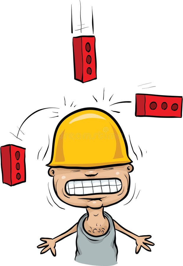 Fallender Ziegelstein-Unfall Stock Abbildung - Illustration Von Schmerz
