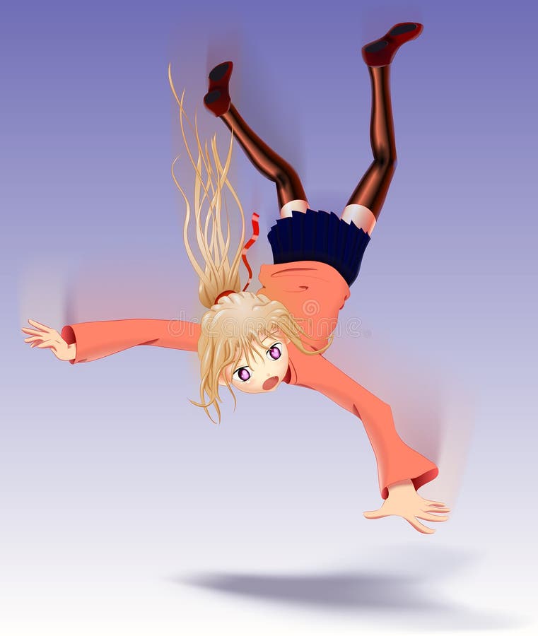 KREA - anime girl in realistic world, falling from collapsing skyscraper,  broken glass, 3 d render, octane render