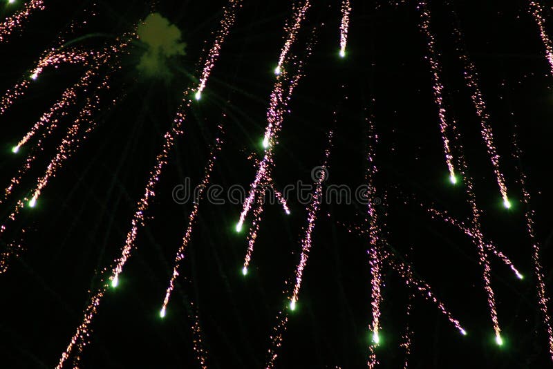 Falling Fireworks stock photo