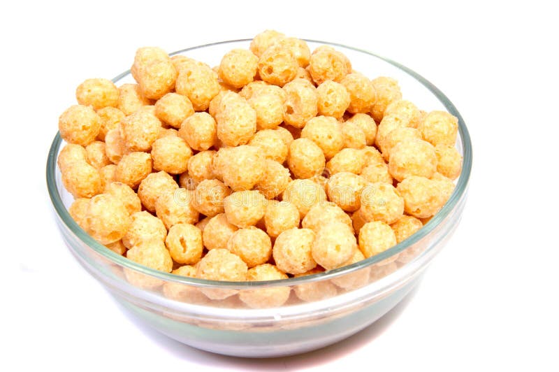 Falling Flakes Breakfast Cereal Isolated On White Background. Healthy