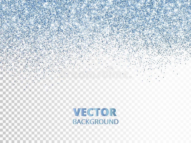 Falling glitter confetti. Blue vector dust, explosion isolated on transparent background. Sparkling glitter border