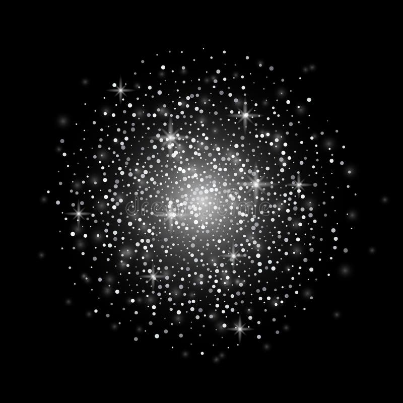 Falling Glitter Confetti. Vector Silver Dust, Explosion On Black