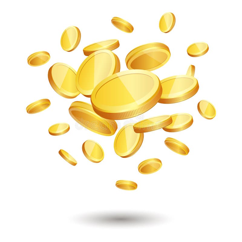Falling Gold Coins, Vector Realistic Illustration. Casino Jackpot, Win ...