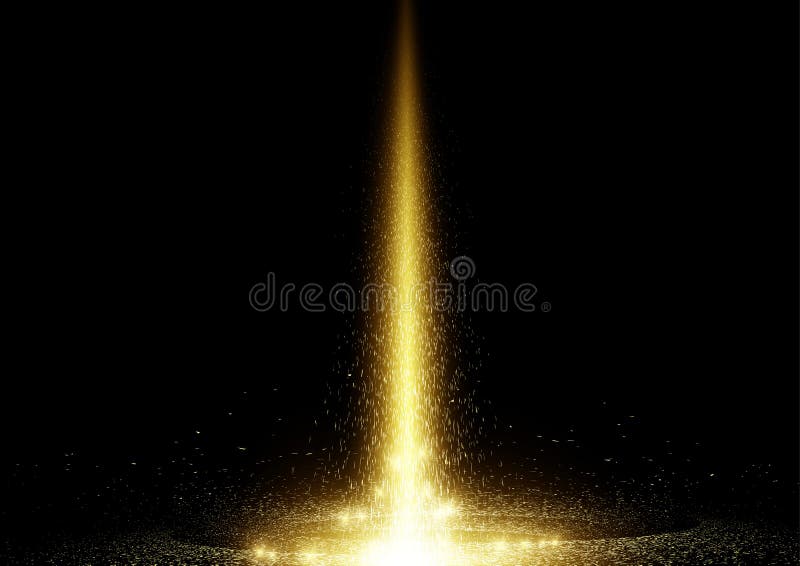 Falling gold glitter sparkle dust particles light beam on black background royalty free illustration Falling gold glitter sparkle dust particles light beam on black background royalty free illustration