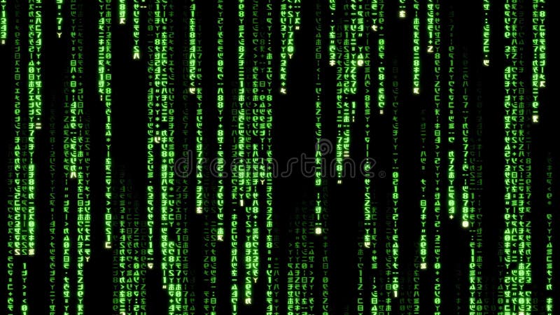Falling Green code in the matrix style. Animation digital background stock illustration