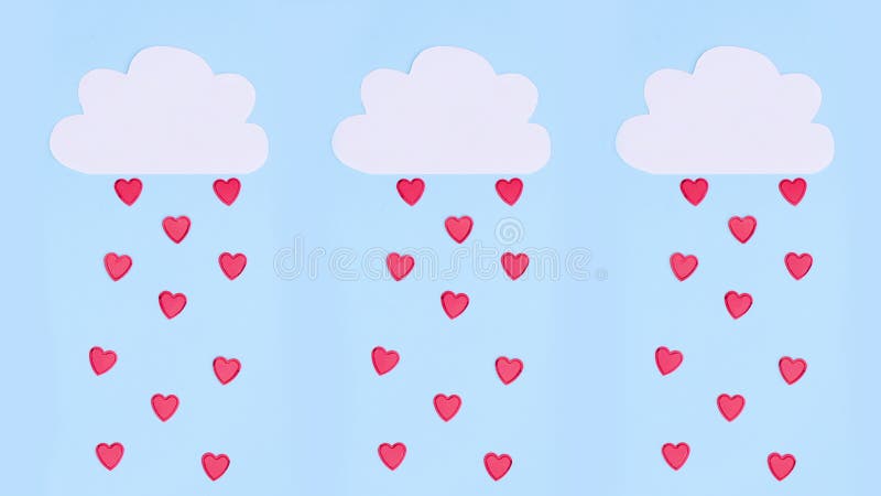 Falling hearts from the clouds. Stop motion royalty free illustration