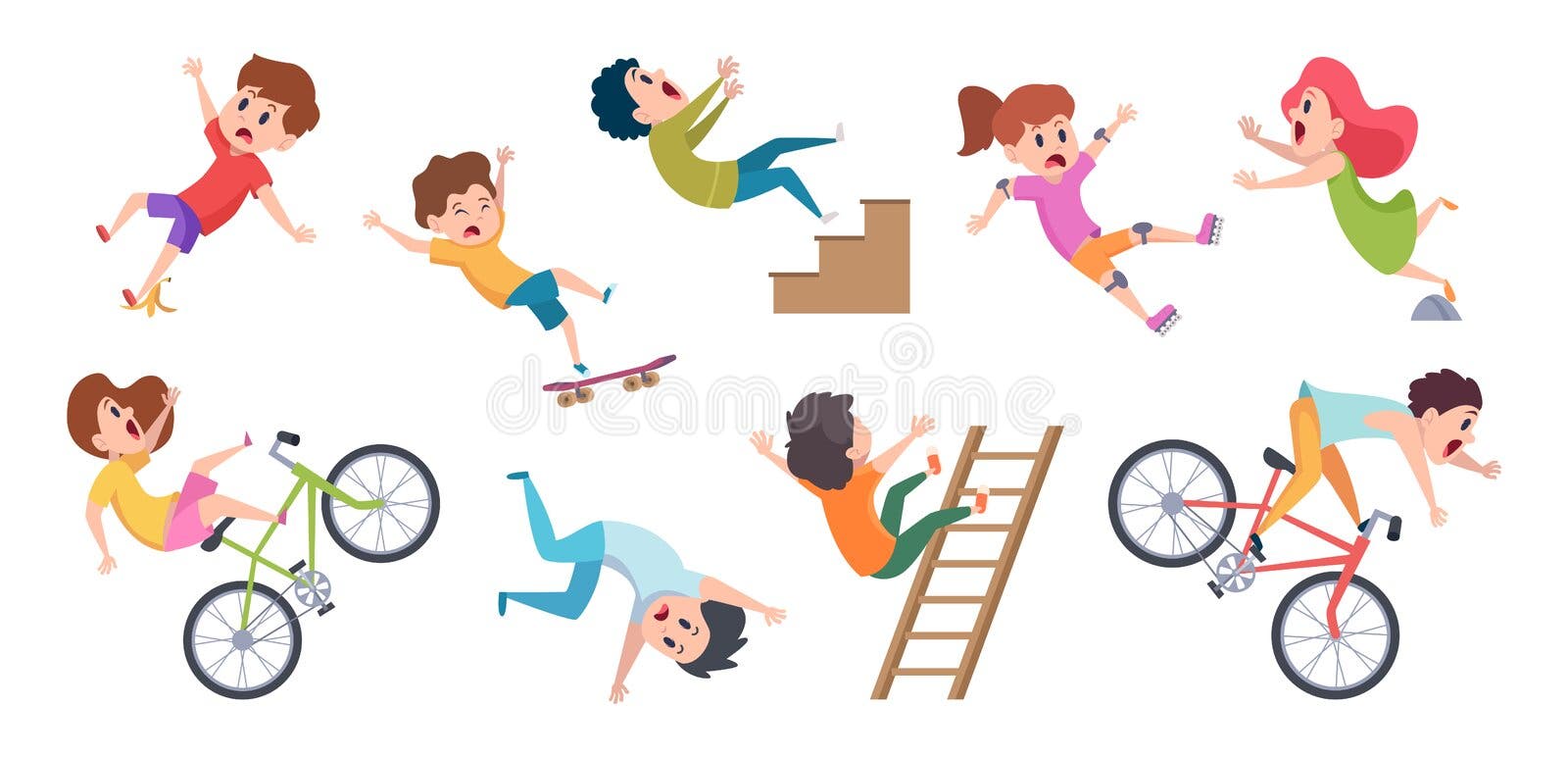 Little kids in dangerous situations playing Vector Image