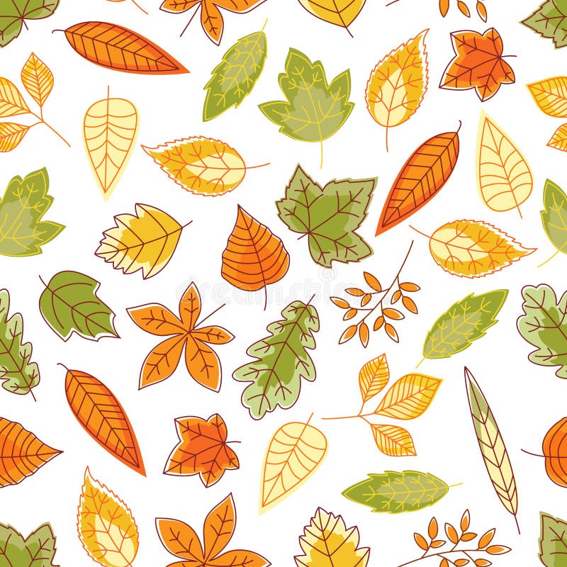 Falling Leaves Seamless Pattern Background Stock Vector - Illustration ...